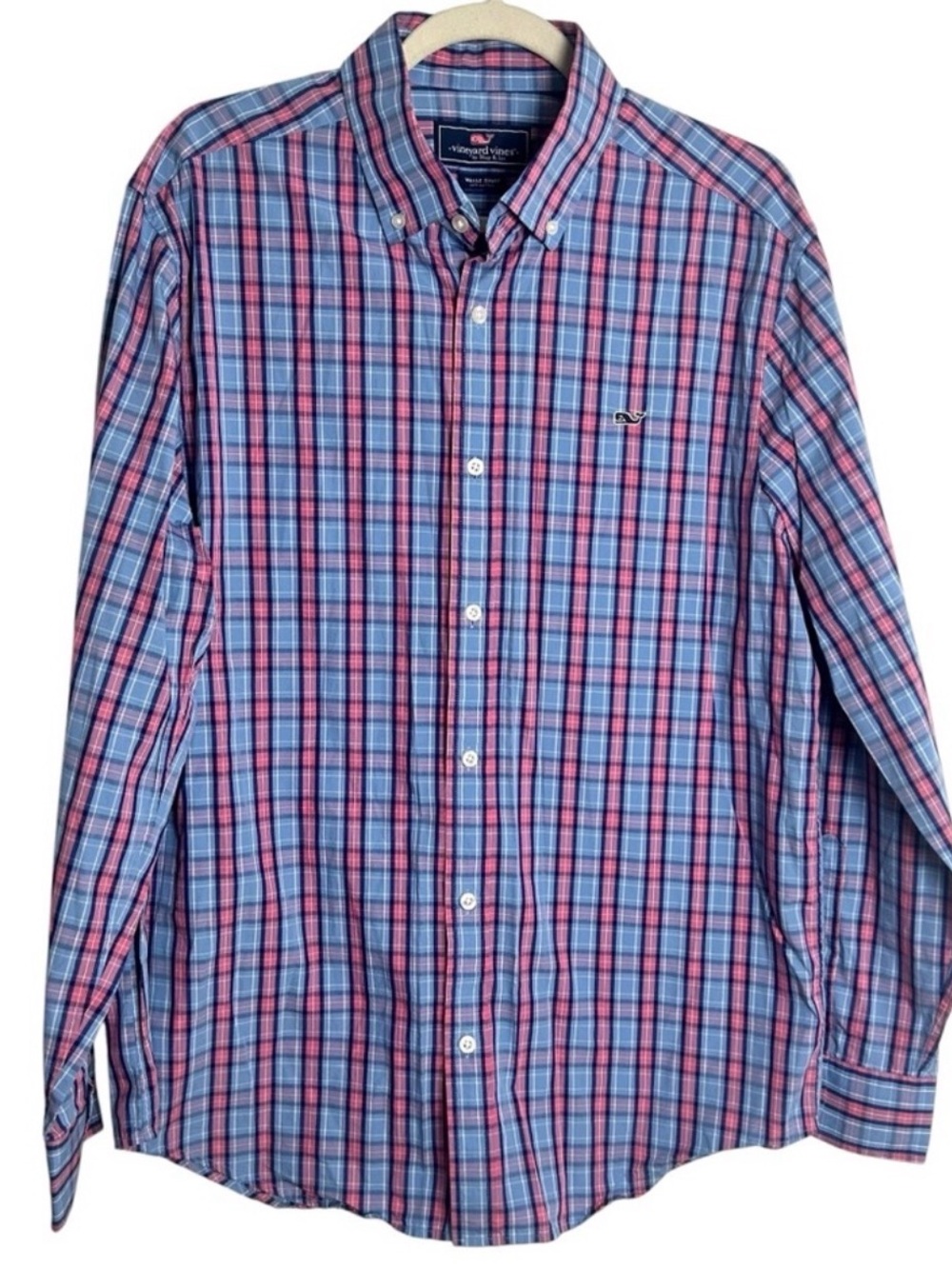 Vineyard Vines Blue and Pink Plaid Button-Down Shirt